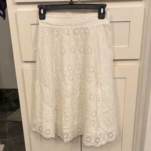 ZARA knee length White Eyelet Skirt